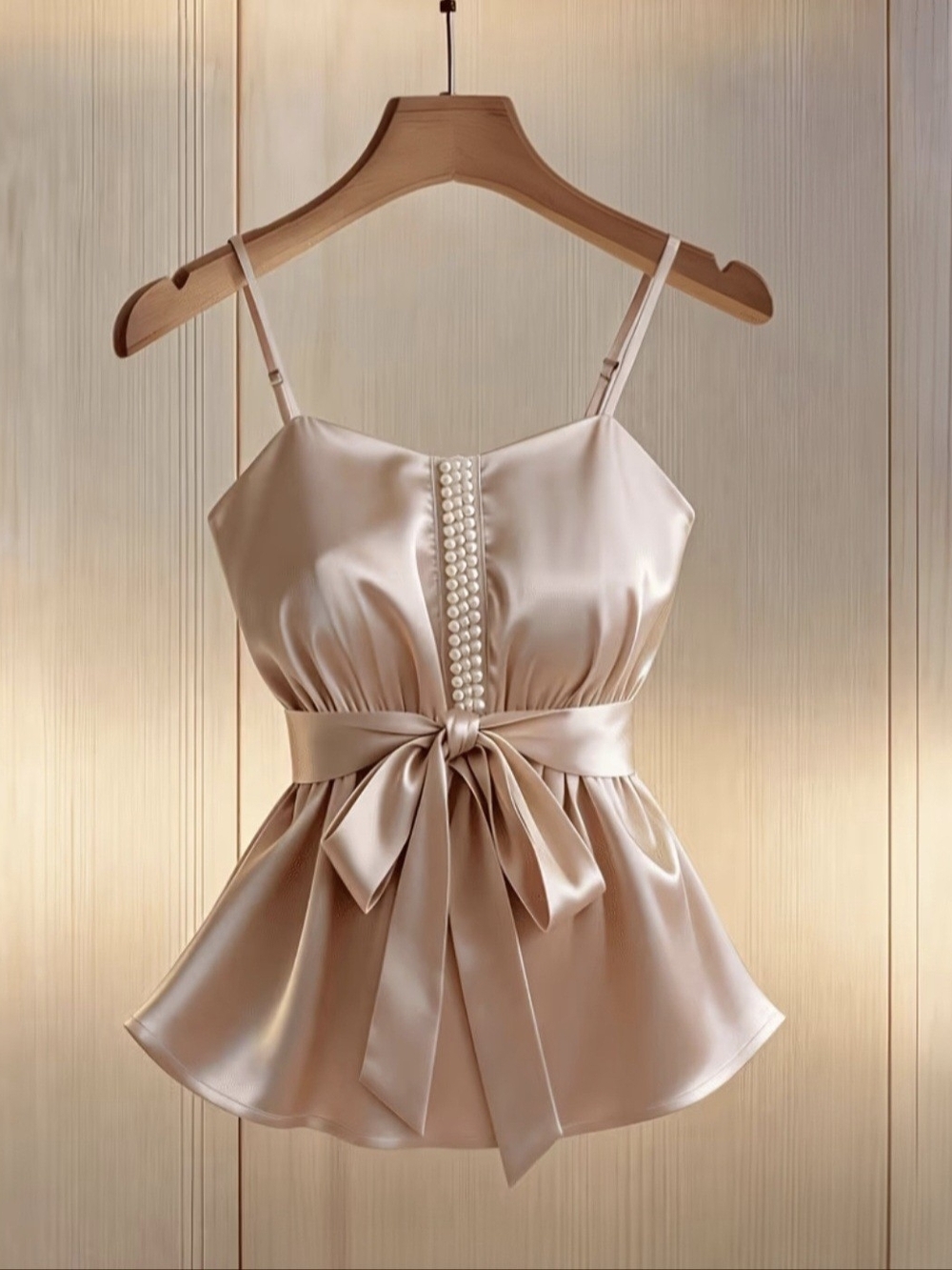 ☆ NWOT☆ Pearl-Trim Tie Waist Cami in Pastel Pink